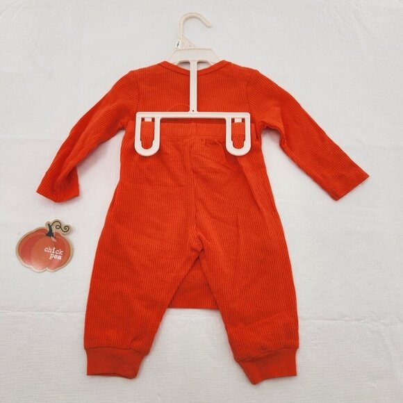 Chick Pea Unisex Size 3/6 Mo Halloween Thermal Orange Pumpkin Outfit Set - Picture 3 of 4